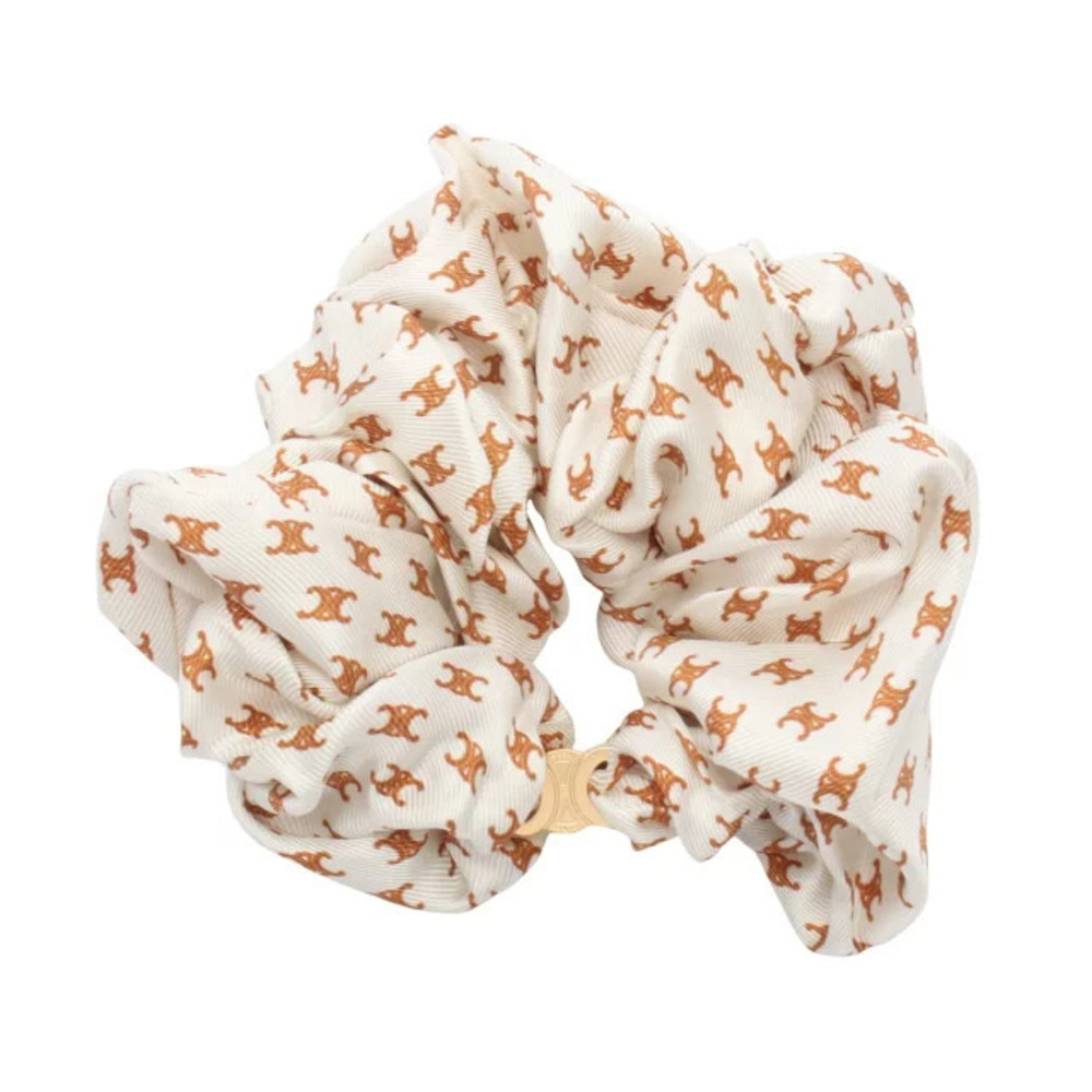 Celine Triomphe Chouchou Silk White Brown
